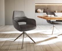 DELIFE Eetkamerstoel Yago-Flex met armleuning microvelours antraciet v...