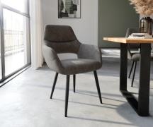DELIFE Eetkamerstoel Yago-Flex met armleuning microvelours antraciet v...