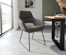 DELIFE Eetkamerstoel Yago-Flex met armleuning microvelours antraciet v...