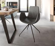 DELIFE Eetkamerstoel Ilia-Flex met armleuning microvelours antraciet v...