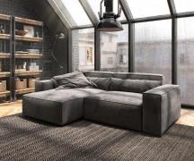 DELIFE Hoekbank Sirpio 230x155 cm microvezel kaki bruin variabele rugl...