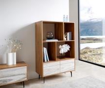 DELIFE Boekenkast Kleo 90x130 cm acacia natuur 2 deurs hoekonderstel m...