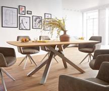 DELIFE Eettafel Edge Boot 200x100x2,5-3 eiken natuur kruisframe rechth...