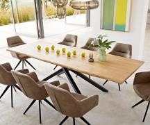 DELIFE Eettafel Edge 260x100x2,5 eiken natuur kruisframe rechthoek zwa...