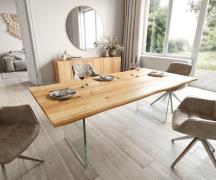 DELIFE Eettafel Edge 200x100x2,5-3 eiken natuur glas Live-Edge