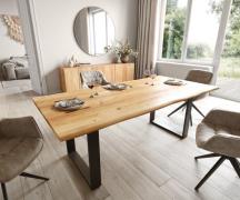 DELIFE Eettafel Edge 200x100x2,5 eiken natuur skid  zwart  Live-Edge