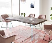 DELIFE Eettafel Edge 200x100 XL acacia platina verre Live-Edge