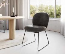 DELIFE Eetkamerstoel Nube-Flex microvelours antraciet vintage slipfram...