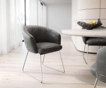 DELIFE Eetkamerstoel Caja-Flex met armleuning microvelours antraciet v...