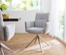 DELIFE Draaistoel Jova-Flex met armleuning koord zilver grijs kruisfra...