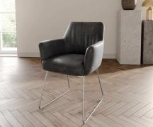 DELIFE Eetkamerstoel Xana-Flex met armleuning microvelours antraciet v...