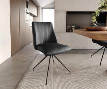 DELIFE Draaistoel Elso-Flex echt leer zwart kruisframe conisch zwart 1...