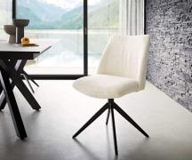 DELIFE Draaistoel Elso-Flex bouclé wit kruisframe breed zwart 360° dra...