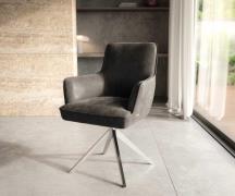 DELIFE Draaistoel Heira-Flex met armleuning microvelours antraciet vin...