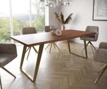 DELIFE Eettafel Edge 200x100 acacia bruin  roestvrij staal  Gold schui...