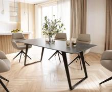 DELIFE Eettafel Edge 200x100 keramiek Laminam® Nero Greco grijs metaal...