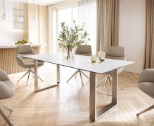 DELIFE Eettafel Edge 200x100 keramiek Laminam® Statuarietto wit roestv...