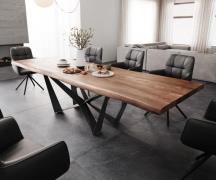 DELIFE Eettafel Edge 300x100 XL acacia bruin Spider vlakstaal zwart Li...