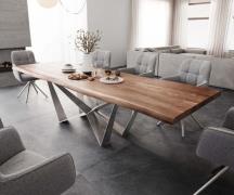 DELIFE Eettafel Edge 300x100 XL acacia bruin Spider vlakstaal edelstaa...