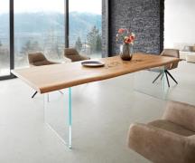 DELIFE Eettafel Edge 260x100 acacia natuur glas Live-Edge