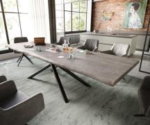 DELIFE Eettafel Edge 300x100 XL acacia platina  kruisframe rechthoek z...