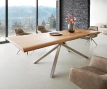 DELIFE Eettafel Edge 260x100 XL acacia natuur kruisframe rechthoek roe...