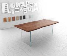 DELIFE Eettafel Edge 200x100 acacia bruin glas frame Live-Edge