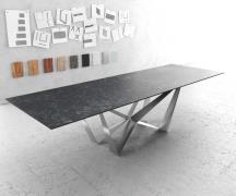 DELIFE Eettafel Edge 300x100cm Laminam® keramiek grijs middenpoot vlak...