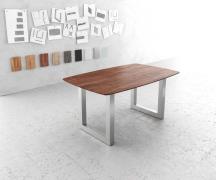 DELIFE Eettafel Edge Boot 160x90 acacia bruin edelstaal breed Zwitsers...