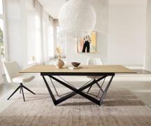 DELIFE Eetkamertafel Edge 180-220x100 keramiek Laminam® Sabbia eiken k...