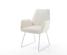 DELIFE Eetkamerstoel Zoa-Flex bouclé wit slipframe roestvrij staal poc...