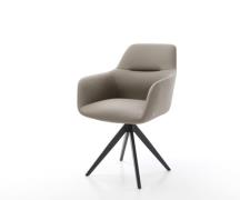 DELIFE Eetkamerstoel Pejo-Flex echt leer mud kruisframe hoekig zwart p...