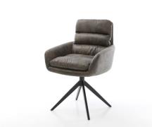 DELIFE Eetkamerstoel Abelia-Flex met armleuning microvelours grijs ant...