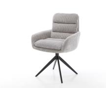 DELIFE Eetkamerstoel Abelia-Flex met armleuning koord zilver grijs kru...