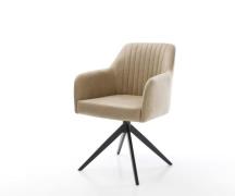 DELIFE Eetkamerstoel Greg-Flex microvelours beige vintage kruisframe b...