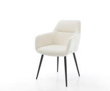 DELIFE Eetkamerstoel Pejo-Flex bouclé wit 4-poot conisch zwart pocketv...