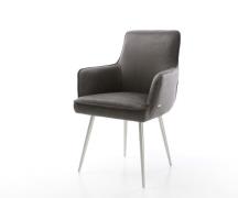 DELIFE Eetkamerstoel Heira-Flex met armleuning microvelours antraciet ...