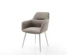 DELIFE Eetkamerstoel Pejo-Flex echt leer mud 4-poot conisch roestvrij ...