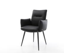 DELIFE Eetkamerstoel Jova-Flex met armleuning echt leer zwart 4-poot c...