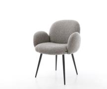 DELIFE Eetkamerstoel Nube-Flex met armleuning bouclé zilver grijs 4-po...