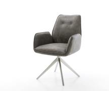 DELIFE Eetkamerstoel Zoa-Flex microvelours grijs antiek kruisframe bre...