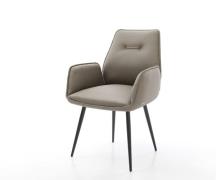 DELIFE Eetkamerstoel Zoa-Flex echt leer mud 4-poot conisch zwart pocke...