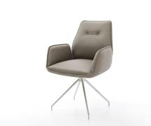 DELIFE Eetkamerstoel Zoa-Flex echt leer mud kruisframe conisch roestvr...