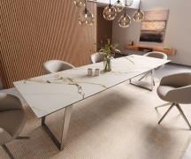 DELIFE Eetkamertafel Edge 300x100 keramiek Calacatta Luxe wit-goud-gri...