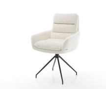 DELIFE Eetkamerstoel Abelia-Flex met armleuning bouclé wit kruisframe ...