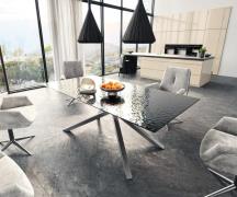 DELIFE Eetkamertafel Edge 200x100 Glas smelten rokerig zwart 3D-Relief...