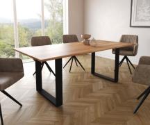 DELIFE Eettafel Edge 200x100 S naturel acacia loper zwart Live-Edge
