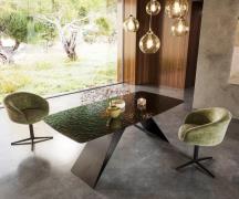 DELIFE Eetkamertafel Edge Boot 200x100 Glas smelten rokerig zwart 3D-R...