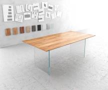 DELIFE Eettafel Edge 200x100 cm acacia natuur frame verre Zwitserse ra...