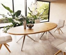 DELIFE Eettafel Edge Oval 280x130x2,5 eiken natuur Estelar rond RVS Fl...